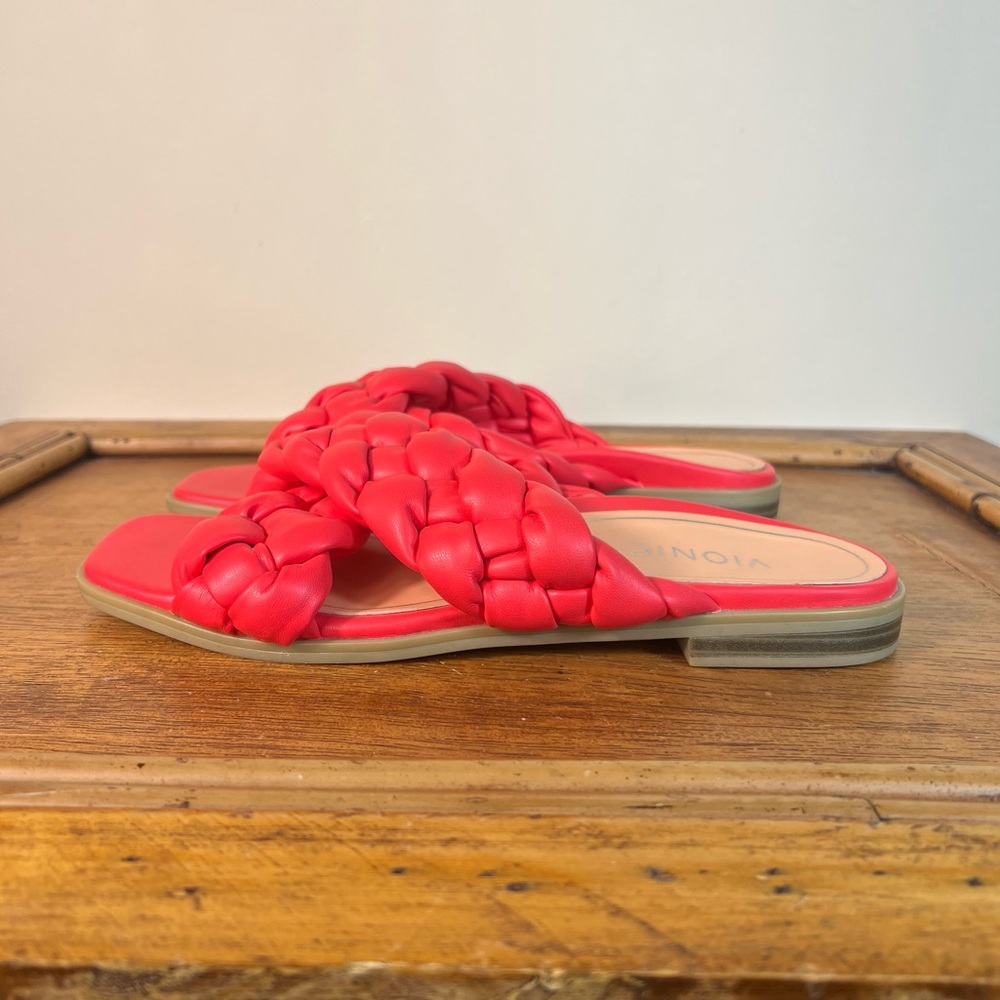 Vionic Braided Red Slide Sandals